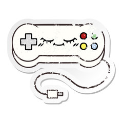 distressed sticker of a cute cartoon game controller
