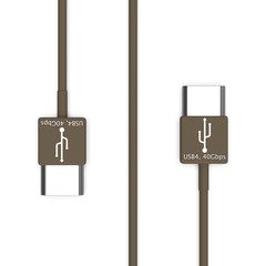 3d rendering of USB4 cable isolated on white background