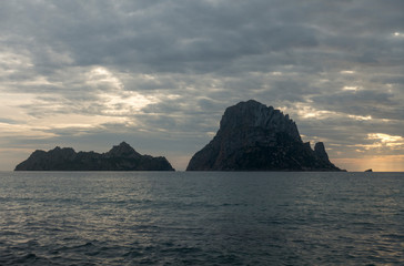 A beautiful sunset on the island of Es Vedra, Ibiza