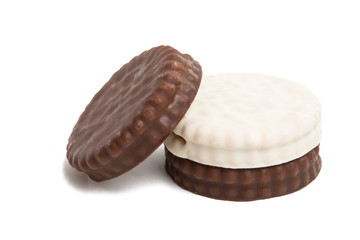cookies with chocolate isolated on white background