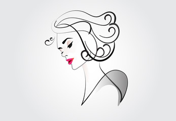 Logo face of pretty woman silhouette