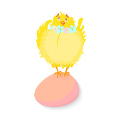 Cute chicken with Easter egg