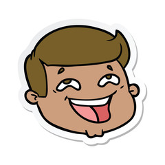 sticker of a happy cartoon male face