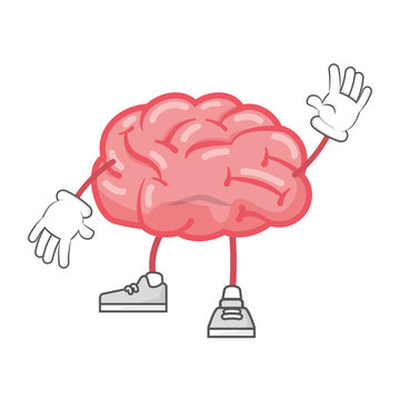 cartoon brain with legs and hands