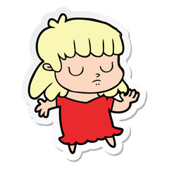 sticker of a cartoon indifferent woman