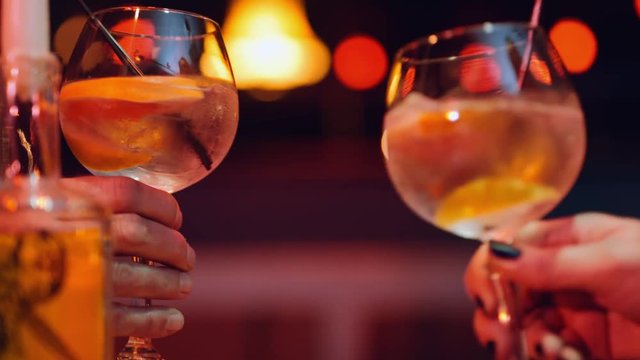 Happy couple enjoying a drink