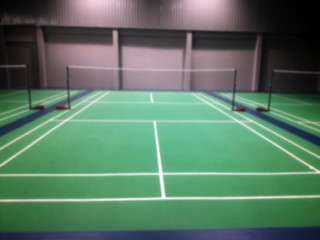 Fototapeta premium blurred line on green badminton court.