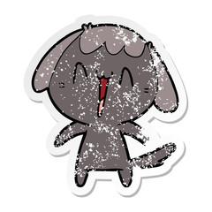 distressed sticker of a cute cartoon dog
