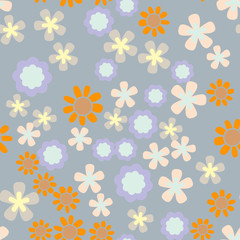 Vector Beautiful seamless romantic pattern with colorful flowers.