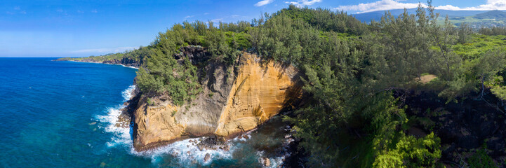 Reunion Island Drone View Cap Jaune Yellow Cliff