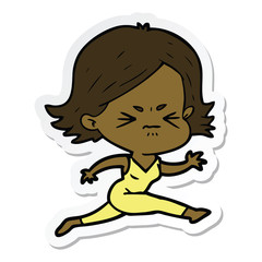 sticker of a cartoon angry woman