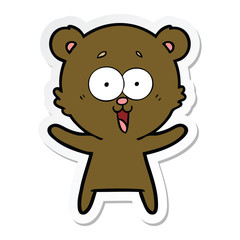 sticker of a laughing teddy  bear cartoon