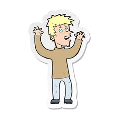 sticker of a cartoon excited man