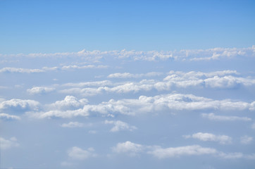 The sky with clouds view from airplane window