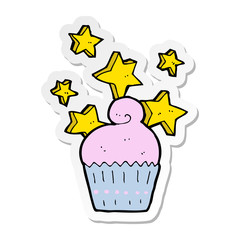 sticker of a cartoon magical cupcake
