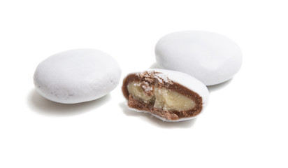 chocolate dragee in glaze isolated