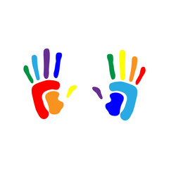 Handprint background concept. Human hand print illustration.Seamless background made from color handprints.