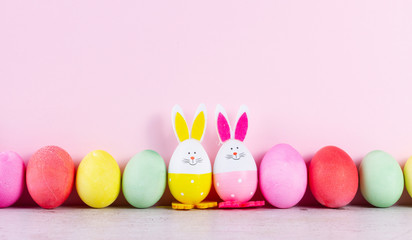 Easter scene with colored eggs