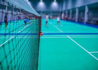 badminton net in the badminton court.