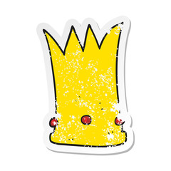 retro distressed sticker of a cartoon tall crown