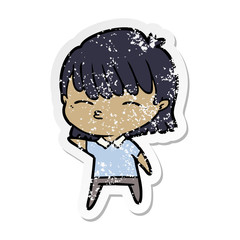 distressed sticker of a cartoon woman