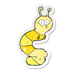 distressed sticker of a funny cartoon caterpillar