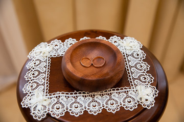 Gold rings on the stand for rings