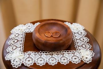 Gold rings on the stand for rings