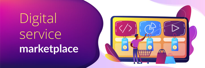 Digital service marketplace concept banner header.