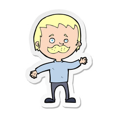 sticker of a cartoon man with mustache waving