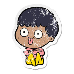 distressed sticker of a cartoon man staring