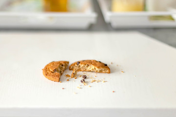oatmeal cookies with chocolate chips on white table