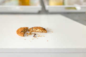 oatmeal cookies with chocolate chips on white table