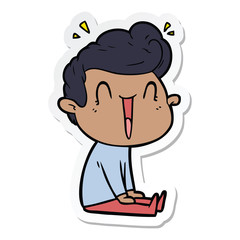 sticker of a cartoon excited man