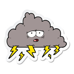 sticker of a cartoon storm cloud