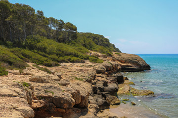 Fototapeta na wymiar Coast north of Tarragona, Catalonia. Shoot in June of 2018