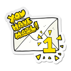 sticker of a cartoon you have mail symbol