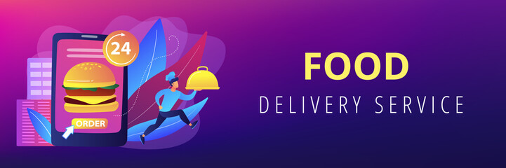 Food delivery service concept banner header.