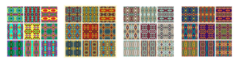 set of different seamless colored vintage geometric pattern