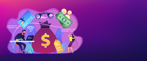 Financial crimes concept banner header.