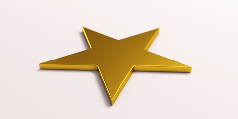 Gold Star Symbol. 3D Render Illustration