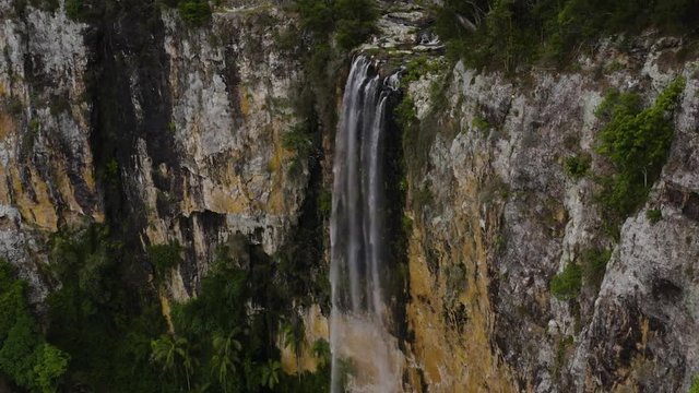 Aerial drone of Puling Brook Falls waterfall in Gold Coast
