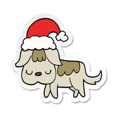 sticker of a cute christmas dog