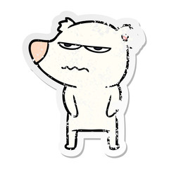 distressed sticker of a angry bear polar cartoon