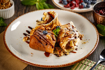 Crepes with chocolate cream