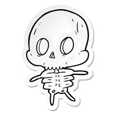 sticker of a cartoon skeleton