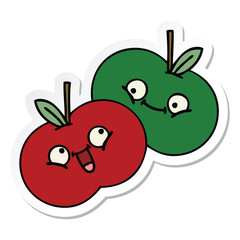 sticker of a cute cartoon juicy apple