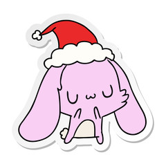 christmas sticker cartoon of kawaii rabbit