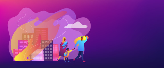 Refugees concept banner header.