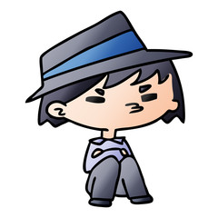 gradient cartoon of a kawaii cute boy
